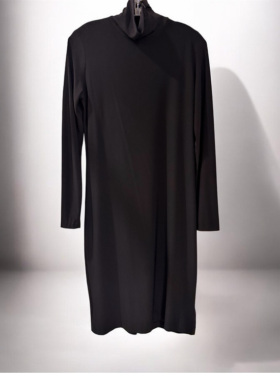 Norma Kamali Dresses & Skirts - Norma Kamali Black Long-Sleeve Turtleneck Dress, Sleek Stretch Knit, Sz M